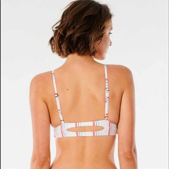 ☀️RIP CURL☀️ BLOSSOM STRIPE TRI TOP BLOSSOM HI LEG REVERSIBLE BIKINI SET - Picture 8 of 16
